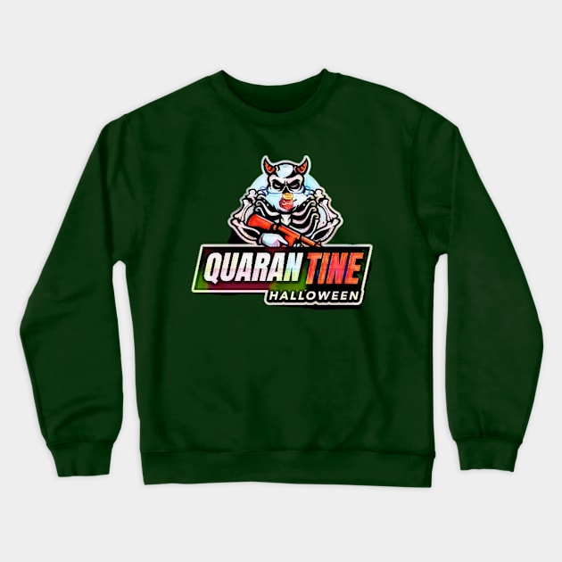 Quarantine Halloween (devil skull with gun) Crewneck Sweatshirt by PersianFMts